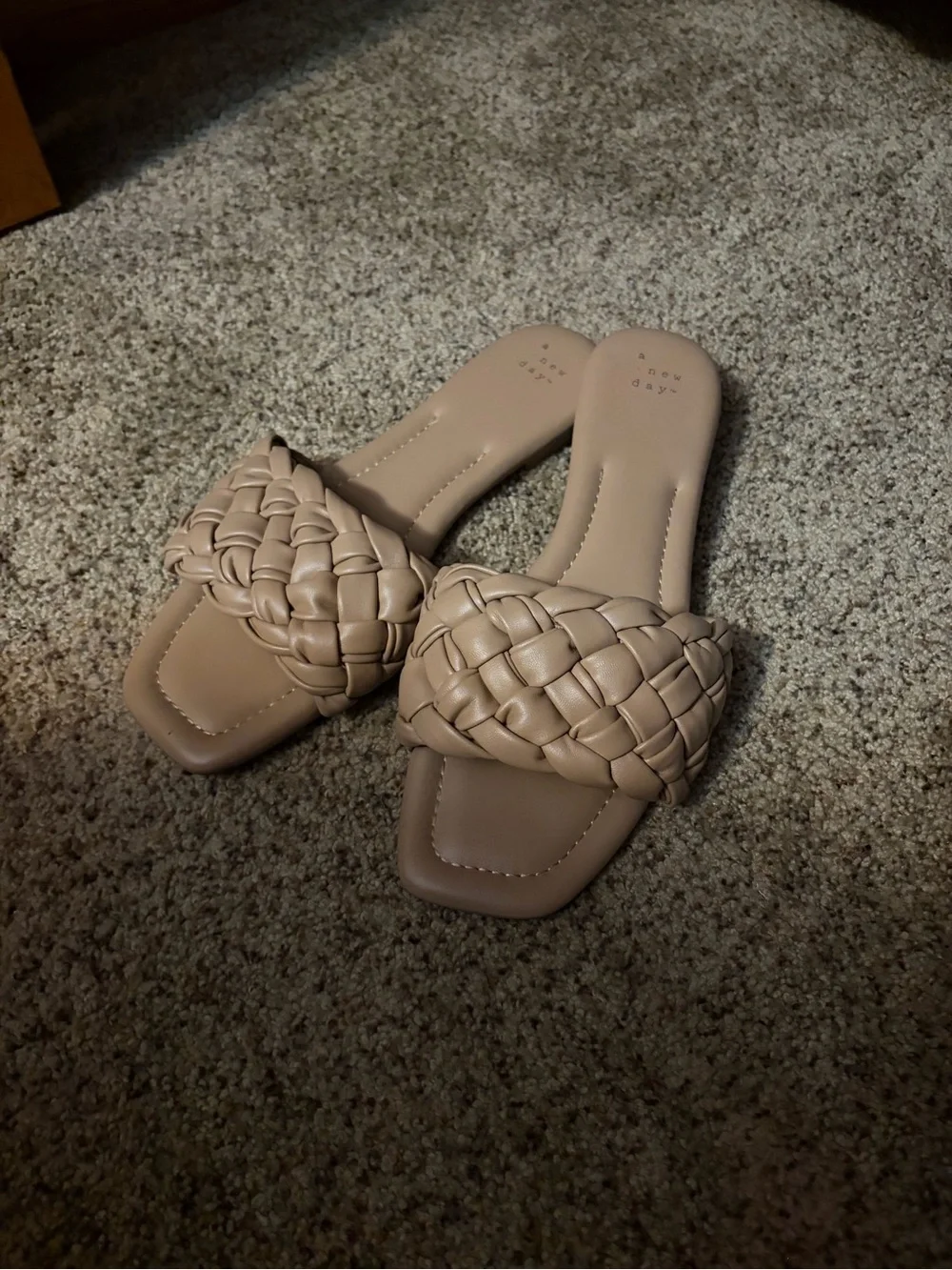 Braided Slide Sandals in Nude Tan